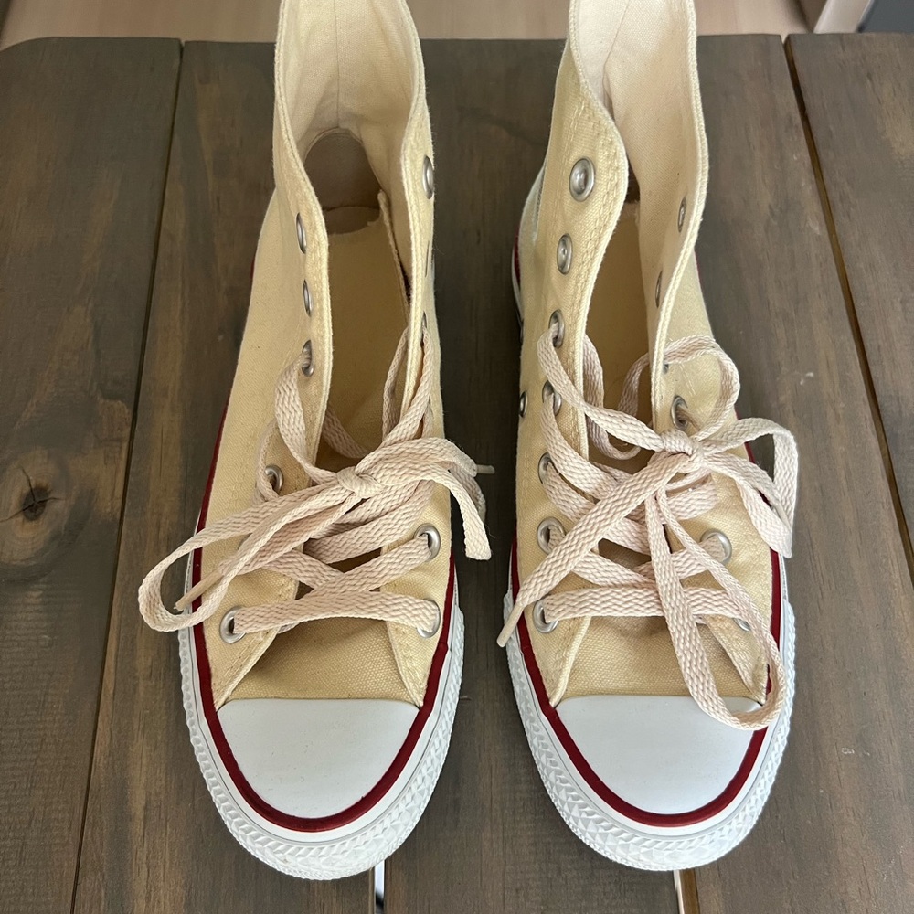 Classic Canvas High-Top Sneakers in Cream